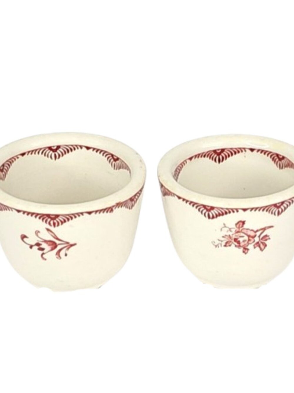 2 Vintage Town Sterling China Red Floral Vitrified Custard Cups Berry Sauce Bowl - Picture 6 of 6